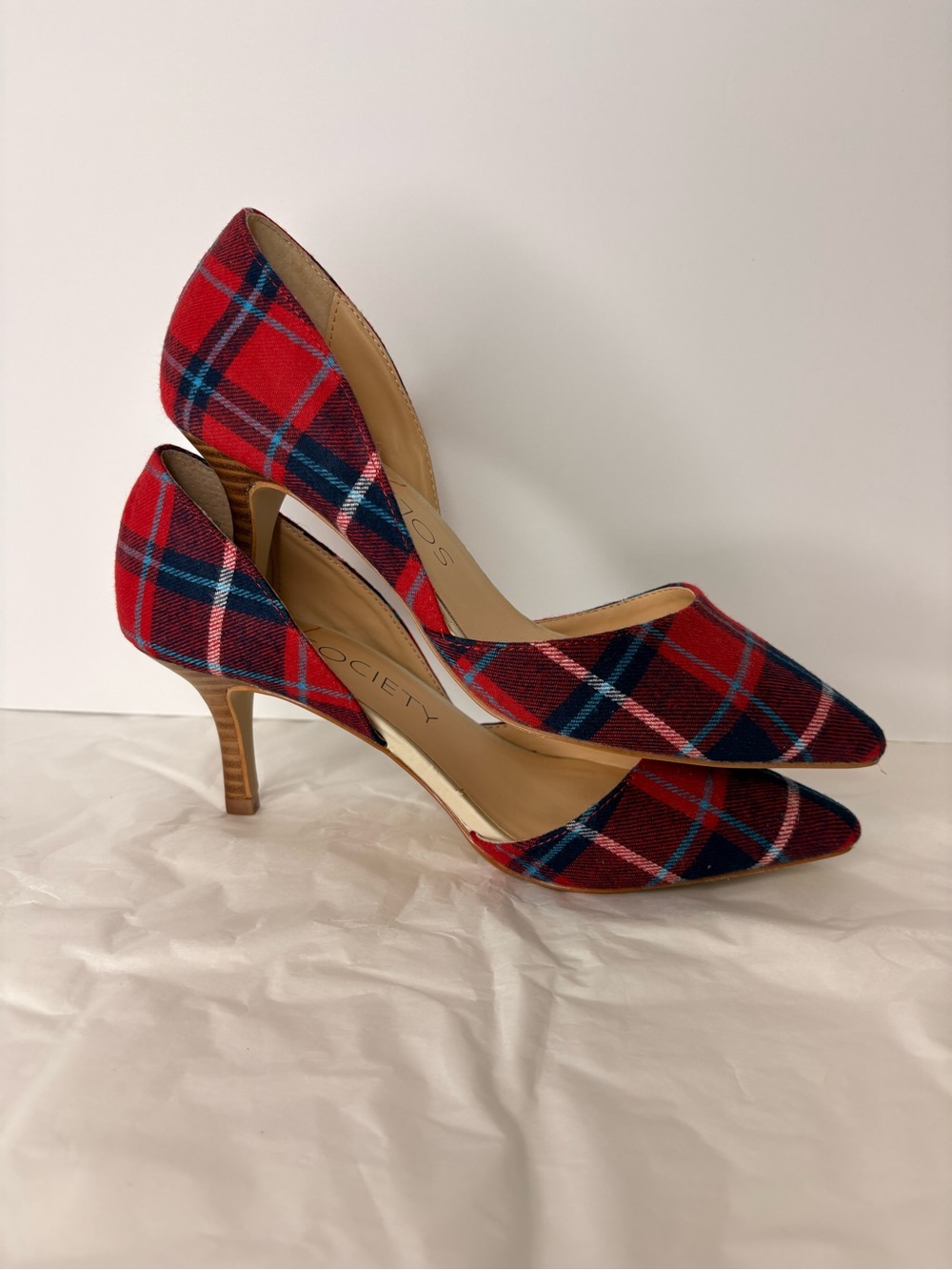 Sole Society Red Plaid Pointed-Toe Heels